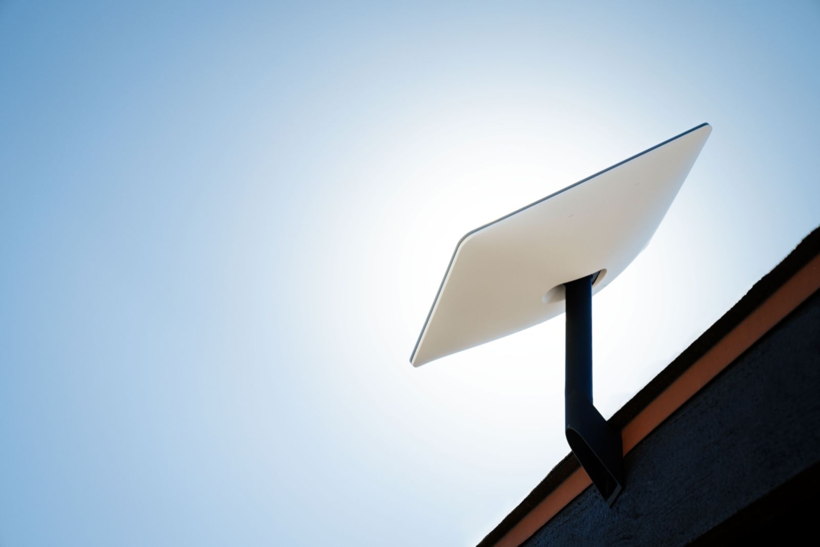 Satellite dish mounted on a site cabin roof